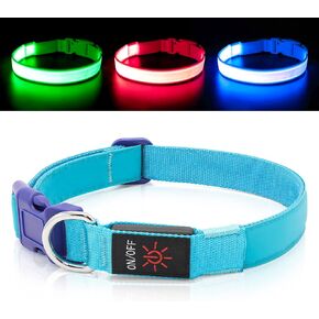 Only Half The Collar Lights LED Dog Collar Light Up Dog Collars USB Rechargeable, Adjustable Size Heavy Duty TPU Nylon Webbing Glow Safety Basic Dog Collars for Large Medium Dogs (M, Royal Blue)
