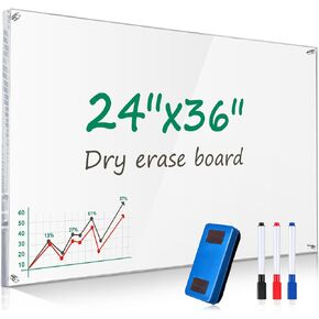 36 x 24 Inch Acrylic Dry Erase Board Non Magnetic Floating Dry Erase Board Frameless Hanging Whiteboard for Wall Blank Acrylic White Board with Markers and Eraser for Office School Family in Kuwait