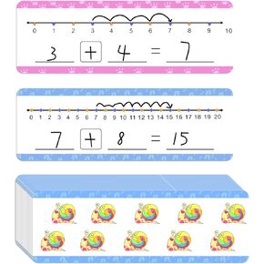 19Pack Number Line Dry Erase Boards Cards, Including 16 Cards, 2 Dry Erase Markers, 1 Dry Eraser, Double Sided White Board 0-10 on One Side, 0-20 on Other Side,Addition Subtraction Game Classroom Home