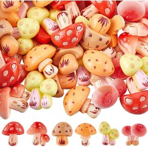60Pcs Christmas Resin Flatback Charms Mini Mushroom Flatback Cabochons Random Color Cute Plant Resin Flat Christmas Charms for Embellishments Scrapbooking DIY Hairpin Crafts Cell Phone Case