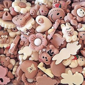 180 Pieces Random Slime Charms Bulk DIY Craft Making Resin Making Kit, Resin Flat Back Slime Making Supplies for DIY Scrapbooking Crafts (Brown Set)