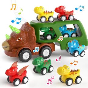 Dinosaur Truck Toys for Toddlers Boys Age 1-3 2-4, 5 in 1 Dinosaur Car for Toddlers Boys Girls Toy for 1 2 3 4 5 Year Old Boys, Dino Car Toys with Light & Sound Gift for Christmas Birthday