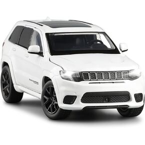 Grand Cherokee Trackhawk Toy Car Diecast Model Car 1/32 Scale SUV Vehicle Metal Zinc Alloy Casting, Light Sound, 4 Doors Open, Boys Toys Kids Birthday Gifts Mens Collection, Grey