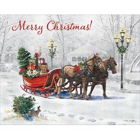 LANG Sleigh Bells Ring Boxed Christmas Cards (1004917) - 18 Festive Greeting Cards with Envelopes