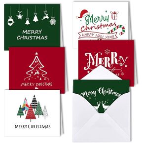MIAHART 6 Styles Merry Christmas Greeting Cards Bulk Christmas Cards with Envelopes 30 Pack Blank Christmas Cards Collection for Winter Holiday Xmas Suppily
