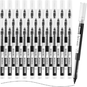 M&G 30 Pcs Liquid Ink Rollerball Pens Fine Point, 0.5mm Black Ink Ultra Fine Point Pens, High-Capacity Quick Drying Pens Smooth Writing for Note Taking, Office School Gift Women Men Adult