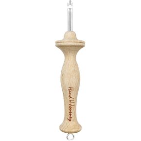 Hand U Journey 10# Regular Size Beech Wood Handle Punch Needle Rug Hooking Tool with Oxford Open-Side Design