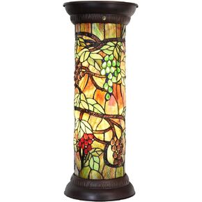Bieye L10769 Grape Vine Tiffany Style Stained Glass Pedestal Floor Lamp for Decorating, 26 inches Tall