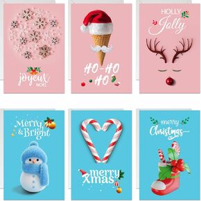 24PCS Christmas Cards with Envelopes Bulk, Merry Christmas Cards with Stickers, 5 x 7inch Christmas Holiday Notecards, Happy Holidays Greeting Cards, Merry Xmas Cards for Family Kids