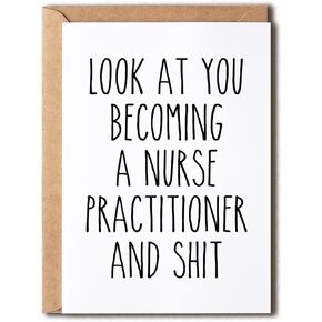 OystersPearl Look At You Becoming A Nurse Practitioner And Shit Card - Nurse Card - Gift Card For Nurse - Nurse Birthday Card