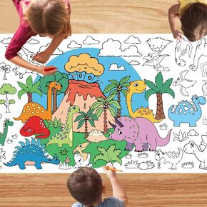 DIYASY Giant Coloring Poster, 30 x 72 In Big Coloring Posters Jumbo Table Size Coloring Sheets Large Coloring Tablecloth for Kids adults Classroom Wall Dinosaur Party Favors