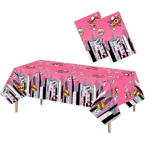 Superhero Plastic Tablecloth 2 Pack 51 x 87 Inches Superhero Party Decorations Rectangle Disposable Hero Table Cover Super Hero Theme Birthday Party Supplies