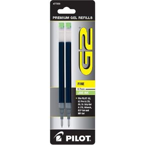 Pilot G2 Gel Ink Pen Refills, Fine Point, 0.7mm, Lime Ink, 2 Pack