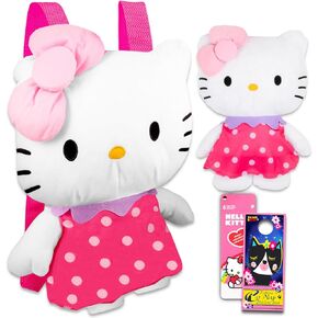 Hello Kitty Plush Doll for Girls Set - Bundle Plushie with Adjustable Straps Plus Stickers and More Gifts