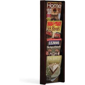 Wooden Mallet 4-Pocket Stance Wall Display, Medium Oak