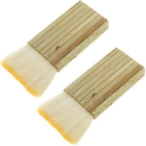 2PCS 8 Rows of Bamboo Handled Wool Brushes 14cm Hake Brush for Watercolour Painting Wash Pottery Painting