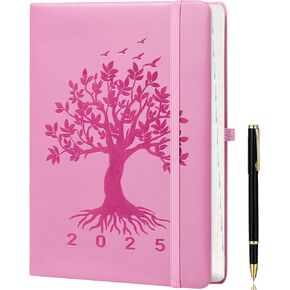 2025 Planner, Weekly & Monthly, Jan-Dec, Hardcover 5.9" x 8.4", Floral Print Pages, Monthly Tabs, Pen Set, Pocket, Thick Paper - Grey