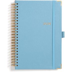 Blue Sky 2025 Weekly and Monthly Planner Calendar, January 2025 - December 2025, 5" x 8", Hardcover, Laminated Tabs, Wirebound, Storage Pocket, Blue Haze (Blue Haze- 2025, 5" x 8")