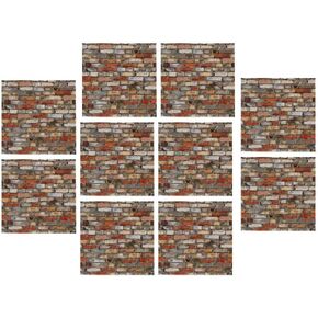 Alasum 12pcs Miniature Dollhouse Accessories Dollhouse Flooring Miniature Floor Tile Stickers Faux 3D Brick Wall Paper Brick Peel and Stick Vinyl Film for Mini House Decor, 10.00X10.00X0.10CM