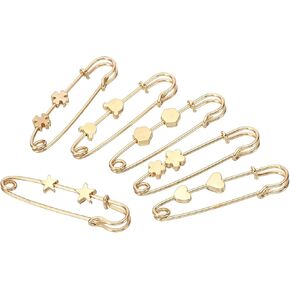 PATIKIL Decorative Pins for Clothing Fashion Safety Pins Simulation Pearl Safety Pins, 6Pcs Faux Pearl Brooch Pins for Women Clothing Sweater Shawl Decoration