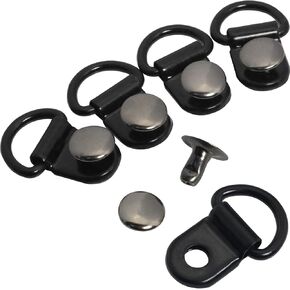 D-Ring Eyelet Buckle 50 Sets Black Shoe Boot Lace Hooks Loop Ring with Rivets Shoe Boot Buckle