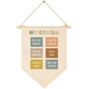 Ways to Stay Calm-Classroom Decor-Classroom Poster-Playroom Decor-Child Art-Teacher Gift-Canvas Hanging Pennant Flag Banner Wall Sign Decor Gift-Birthday Christmas Gift