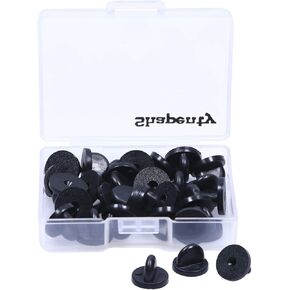 Shapenty Clutch PVC Rubber Pin Backs Keepers Replacement Uniform Badge Comfort Fit Tie Tack Lapel Pin Backing Holder Clasp (Black, 30PCS)