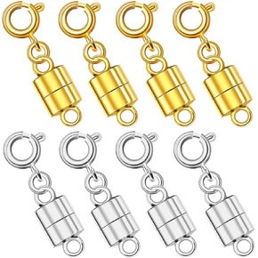 Magnetic Necklace Clasps and Closures,Magnetic Necklace and Bracelet Clasps, Jewelry Clasps and Converters Set, Silver and Gold Plated Stainless Steel (D 10PCS)