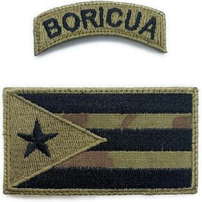 Puerto Rico Flag Patch and Boricua Tap Patch OCP - Funny Tactical Military Morale Embroidered Patch Hook Fastener Backing(Camouflage)