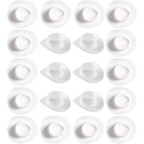 20 Pieces Plastic Mini Cowboy Hat for Crafts Mini Cowboy Hats Mini Sombrero Hats Drink Hat Cowgirl Hat Doll Hat Mini Cowgirl Hats for Drinks(White)