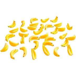 35 Pcs Miniature Bananas 1/12 Scale Banana Models Miniature Fruit Fake Mini Fruits for Mini House Kitchen Fairy Garden Decor，Dollhouse Décor Dollhouse Accessories（Yellow）