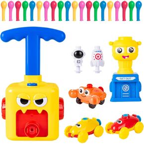 Balloon Launcher Toy Set, Balloon Pump Rocket Launcher with 20 Balloons and 2 Balloon Powered Car Toys, Spaceship Toy, Astronaut Figure, Crab Race Car Toy for Kids 3 4 5 6 7 Years Gifts