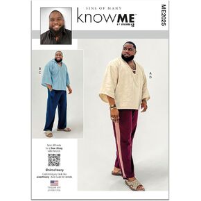 Know Me Men's Oversized Top, Hoodie and Wide Leg Pants Sewing Pattern Kit, Design Code ME2025, Sizes 34-36-38-40-42