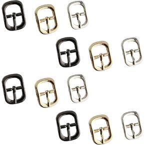 12pcs Belt Buckle 12mm Adjuster Pin Buckle Gold/Silver/Black Single Prong Buckle for Clothes, Luggage Belts, Pet Chains