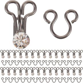 EXCEART 20pcs Sewing Hooks and Eyes Closure Dress Hook with Rhinestones Bra Hooks Eyes Closure Metal Hook Buckles Clothing