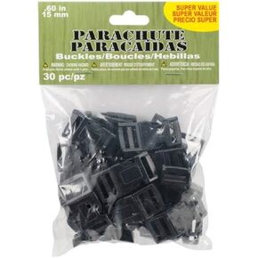 Pepperell Parachute Cord Buckles 30/Pkg-15mm, 15mm, Black