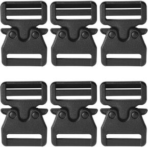 6PCS Quick Release Buckles Plastic Snap Buckles Inner Diameter 25mm/1in Tactical Belt Buckles Crossbody Bag Backpack Buckles Side Release Buckles for Handbag Shoulder Bag Luggage Straps Black