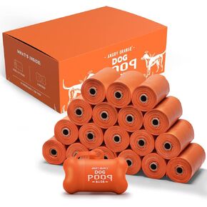 ANGRY ORANGE Dog Poop Bag - 18 Pack, 15 Bags Per Roll, 270 Poop Bags Unscented, Poop Bags for Dogs with Refillable Dispenser - Doggy Waste Bags, Pet Supplies