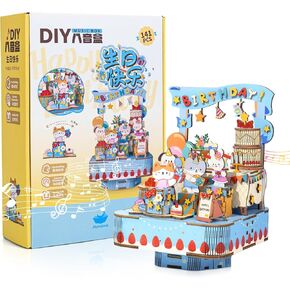 MOMIBOOK 3D Wooden Puzzles for Adults, Wind-up Music Box, 141 Pcs DIY Wood Model Kits for Adults, Happy Birthday Building Puzzles for Teens, DIY Crafts, Hobbies, Desk Decor for Birthday Christmas