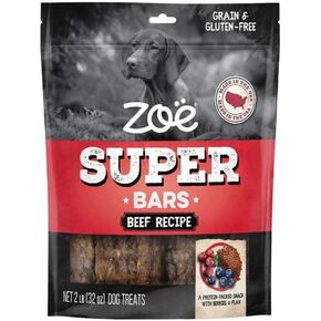 Super Bars Beef Recipe Dog Treats - Protein Packed Snacks with Berries and Flax Grain Gluten Free 32 oz Bag Big of Made The Finest Ingredients, 2 Pound (Pack 1)
