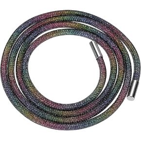 uxcell Rhinestone Tube Rope, 138cm Round Bling Diamond Tube String for DIY Hoodie Drawstring Sweatpants Belt Garment Accessories,White Mesh Rainbow