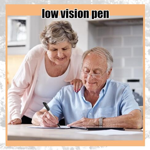 Colarr 12 Pcs Thick Tipped Low Vision Pen Black Ink Visual Pen Easy to See Bold Pens with Felt Tip Quality Low Vision Aids for Low Vision Seniors Elderly Office Home Classroom Writing Reading in Kuwait