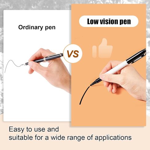 Colarr 12 Pcs Thick Tipped Low Vision Pen Black Ink Visual Pen Easy to See Bold Pens with Felt Tip Quality Low Vision Aids for Low Vision Seniors Elderly Office Home Classroom Writing Reading in Kuwait