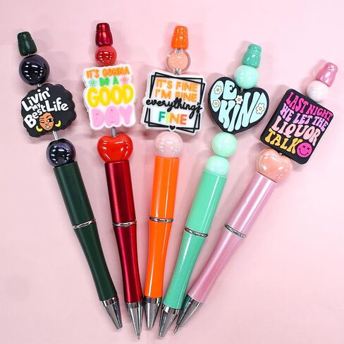 70PCS Phrase Focal Beads for pens, Not Duplicated Pencil Beads for DIY Beadable Pen Keychain Bracelet Lanyard Making in Kuwait