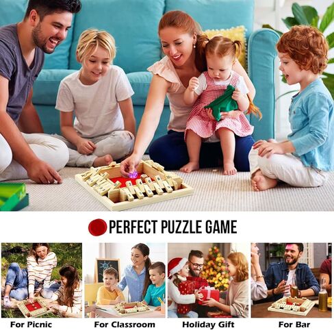 Dice Game Shut The Box Game Wooden Board Game with 10 Dices,a Classic 4 Sided Family Math Game for 2-4 Players Dice Board Game Shut-The-Box(Kids or Adults) in Saudi Arabia