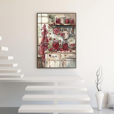 مجموعات الطلاء الماسي 5D للبالغين المبتدئين، طقم فني ماسون ماسون للمطبخ، مجموعة فنية ماسية دائرية كاملة ذاتية الصنع للبالغين، ديكور جدار المنزل 11.8 × 15.7 بوصة in Kuwait