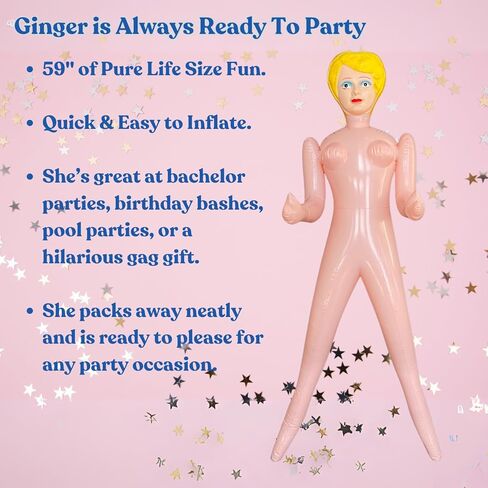 merrimix - Ginger Inflatable Blow Up Doll Gag Gifts for Men, Bachelor Party Favors and Decorations Accessories Bachelorette, Packaging Not Included in Kuwait