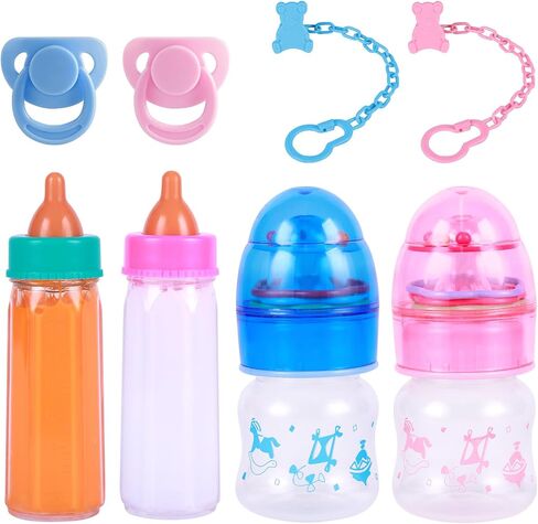 BABESIDE Baby Doll Bottles with Disappearing Milk and Juice Magic Bottles, Magnetic Pacifiers and Pacifier Clips Chain for Reborn Baby Dolls Girls & Boys, 8 Pcs Baby Doll Accessories Set in Saudi Arabia