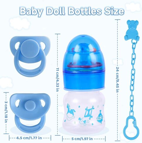 BABESIDE Baby Doll Bottles with Disappearing Milk and Juice Magic Bottles, Magnetic Pacifiers and Pacifier Clips Chain for Reborn Baby Dolls Girls & Boys, 8 Pcs Baby Doll Accessories Set in Saudi Arabia