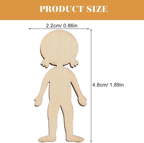50 قطعة من قطع الخشب الخشبية للأطفال والبنات وحلي معلقة وأشكال رجل خشبي غير مكتملة وشرائح خشبية فارغة يمكنك صنعها بنفسك علامات حرفية لمشاريع الحرف اليدوية in Kuwait